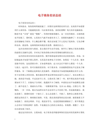 电子商务实训总结 