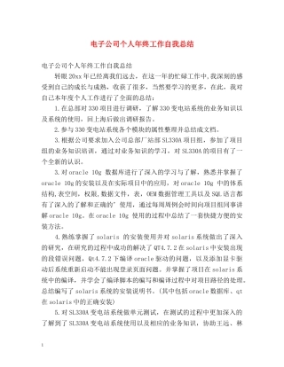 电子公司个人年终工作自我总结 