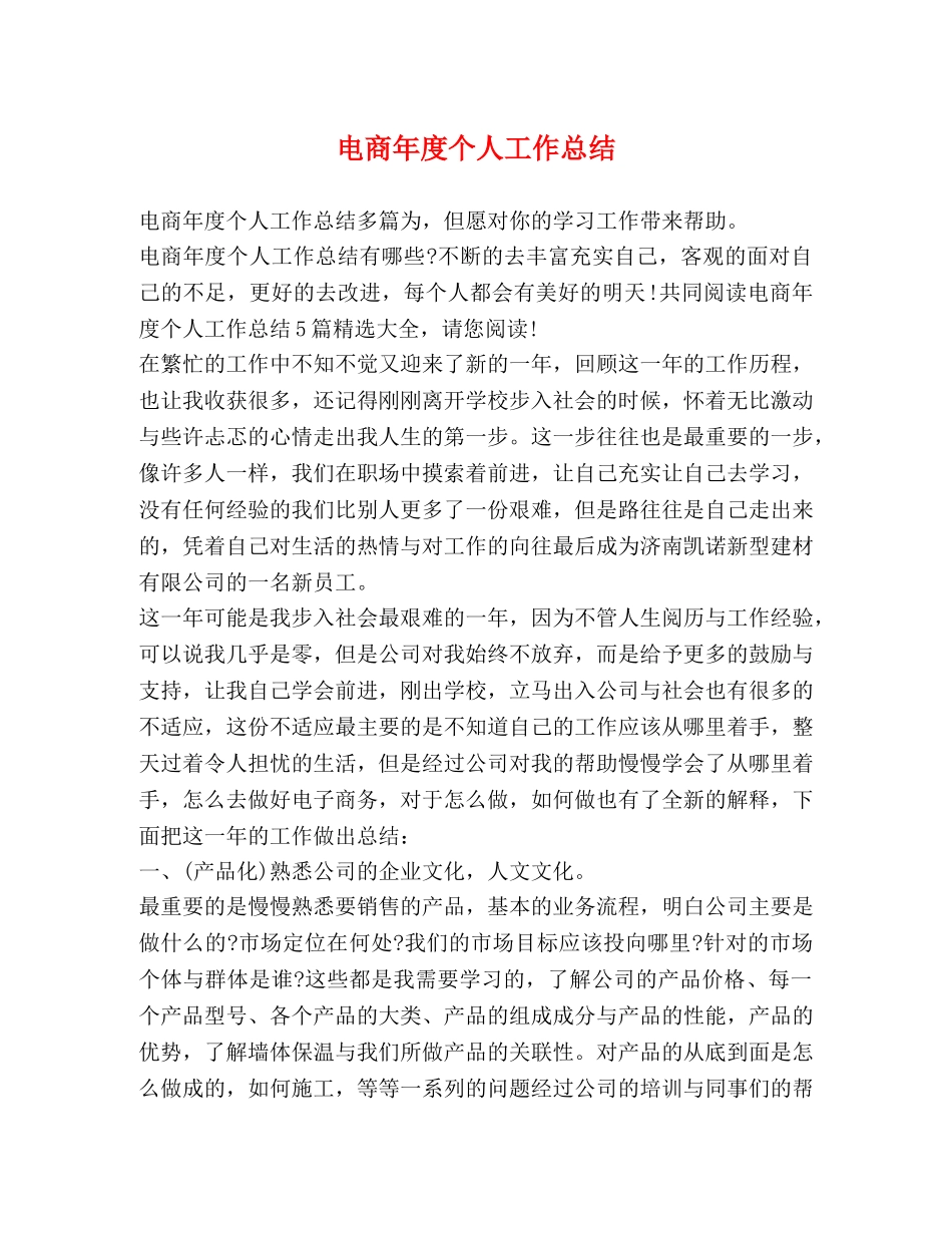 电商年度个人工作总结 _第1页
