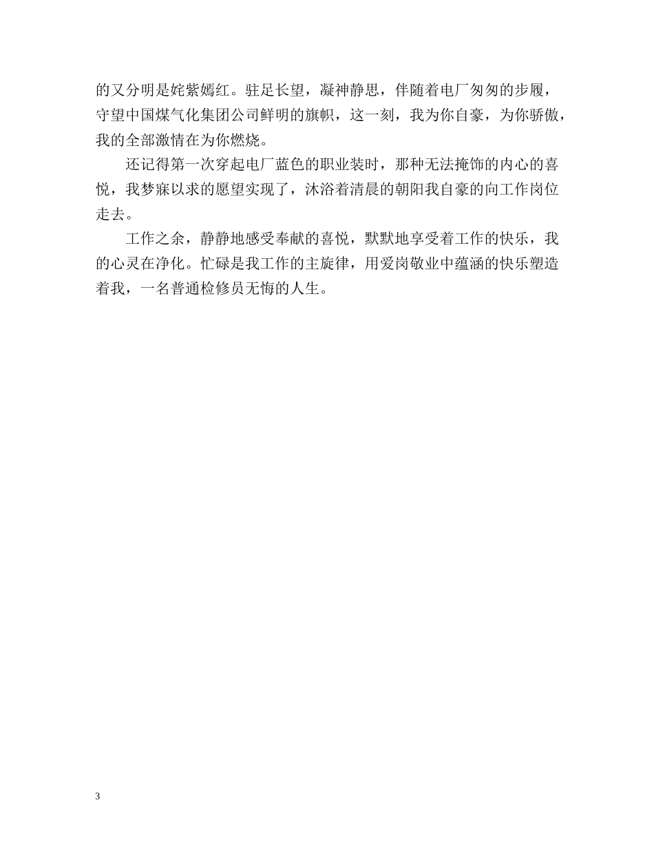 电厂检修工人个人自我工作总结 _第3页