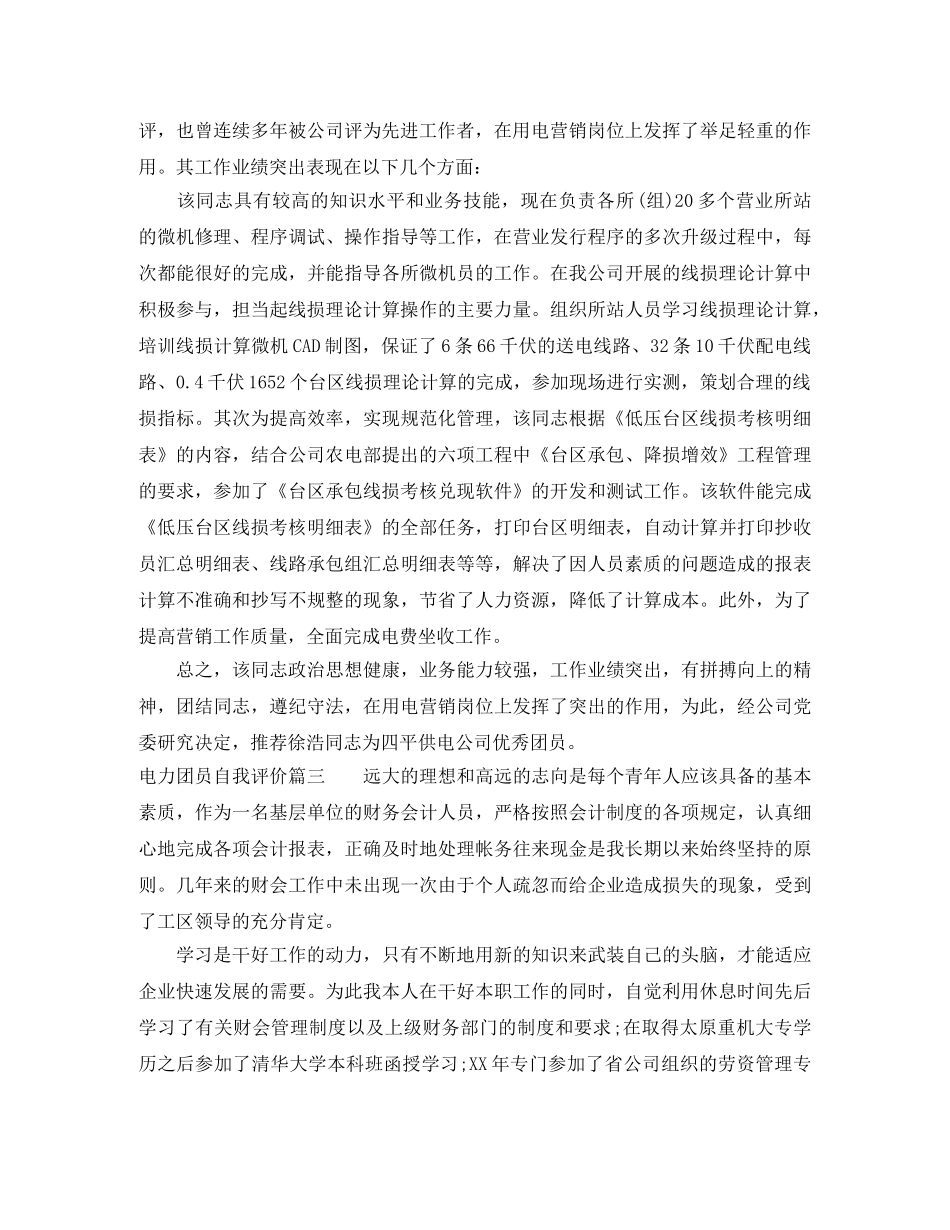 电力团员自我评价 _第3页