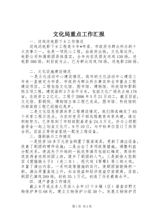 文化局重点工作汇报