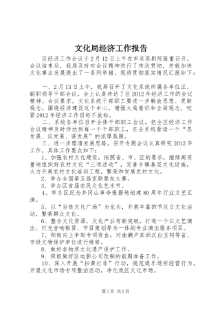 文化局经济工作报告