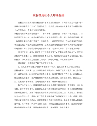 农村信用社个人年终总结 