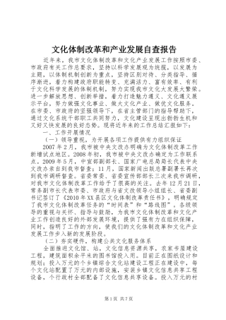 文化体制改革和产业发展自查报告