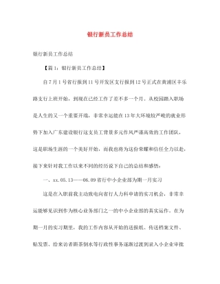 银行新员工作总结 