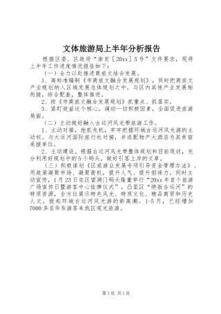 文体旅游局上半年分析报告