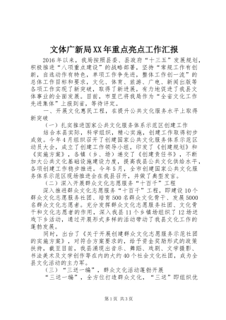 文体广新局XX年重点亮点工作汇报