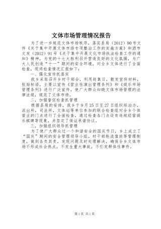 文体市场管理情况报告