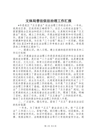 文体局普法依法治理工作汇报