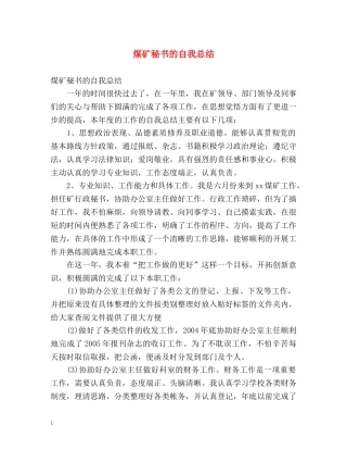 煤矿秘书的自我总结 