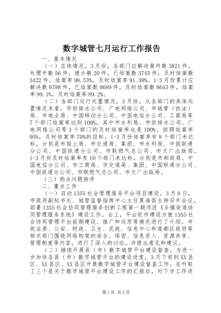 数字城管七月运行工作报告
