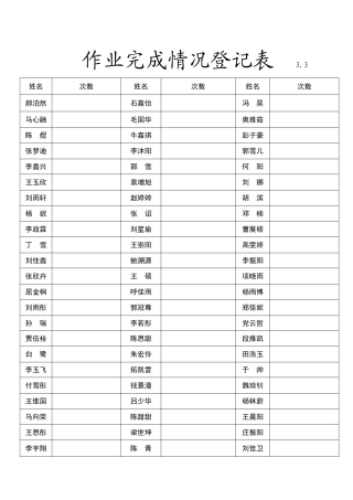 作业完成情况登记表