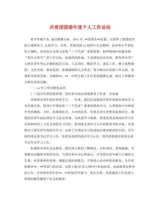 共青团团委年度个人工作总结 