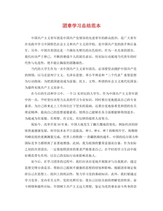 团章学习总结范本 