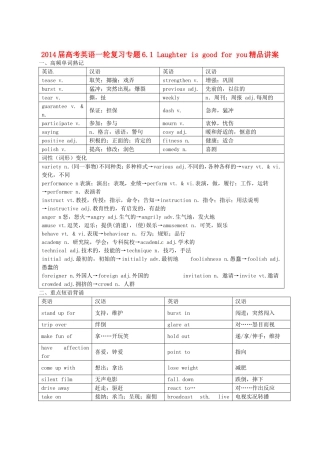 2014届高考英语一轮复习专题61Laughterisgoodforyou精品讲案