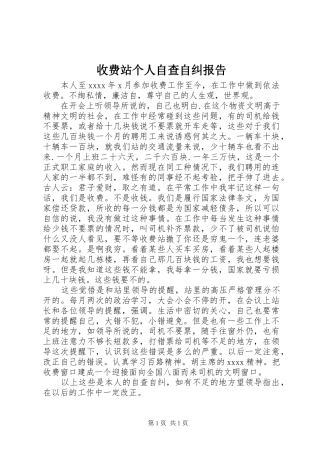 收费站个人自查自纠报告