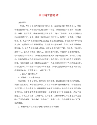 审计科工作总结 