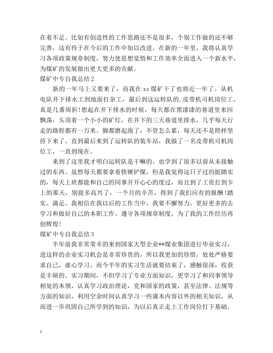 煤矿中专自我总结 _第3页