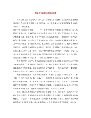 煤矿中专自我总结范文3篇 