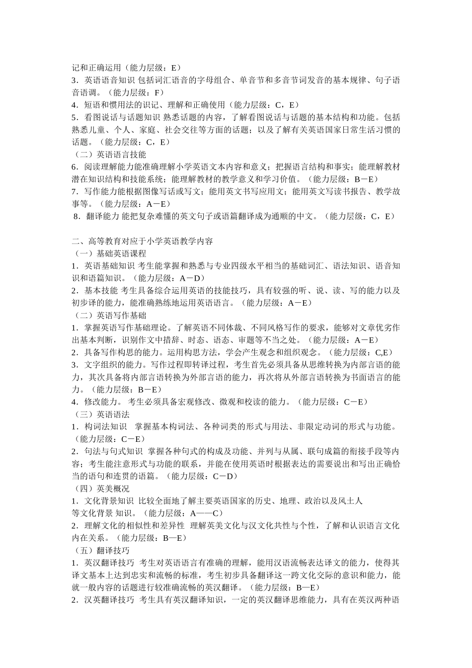 浙江省教师招聘考试小学英语学科考试说明41953_第2页