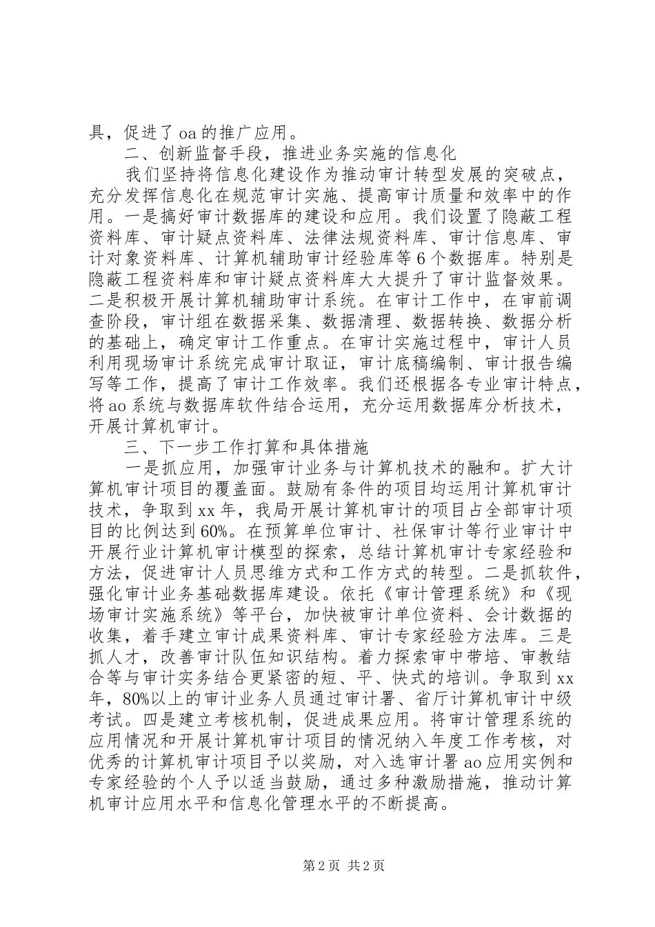 提升审计信息化建设工作报告_第2页