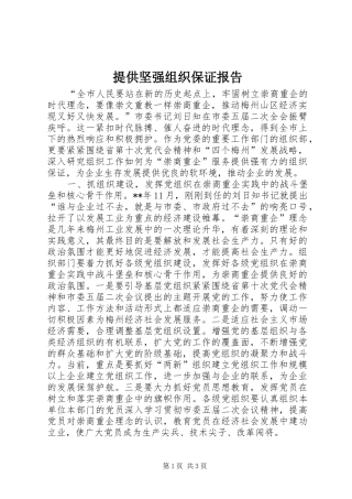 提供坚强组织保证报告