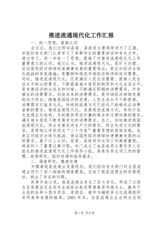 推进流通现代化工作汇报