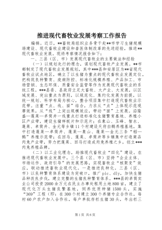 推进现代畜牧业发展考察工作报告