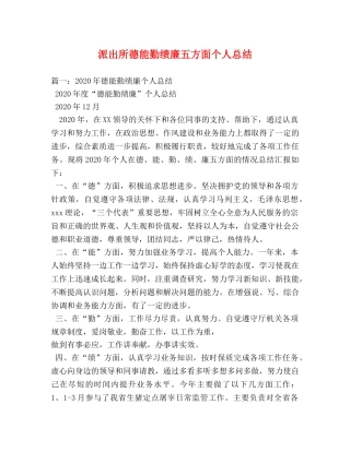 派出所德能勤绩廉五方面个人总结 