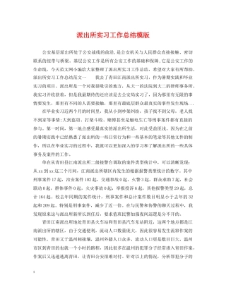 派出所实习工作总结模版 
