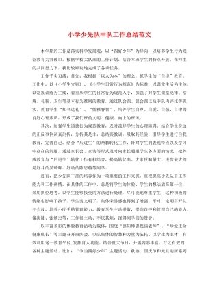 小学少先队中队工作总结范文 