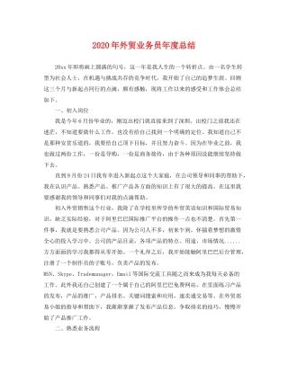 2020年外贸业务员年度总结 