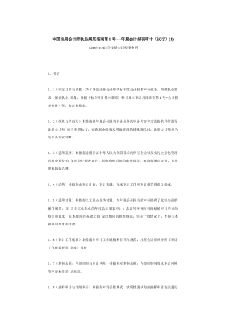注册会计师执业规范--年度会计报表审计