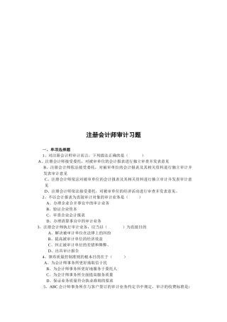注册会计师审计练习题