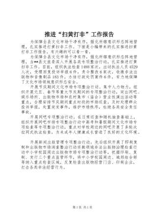 推进“扫黄打非”工作报告