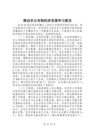 推动非公有制经济发展学习报告
