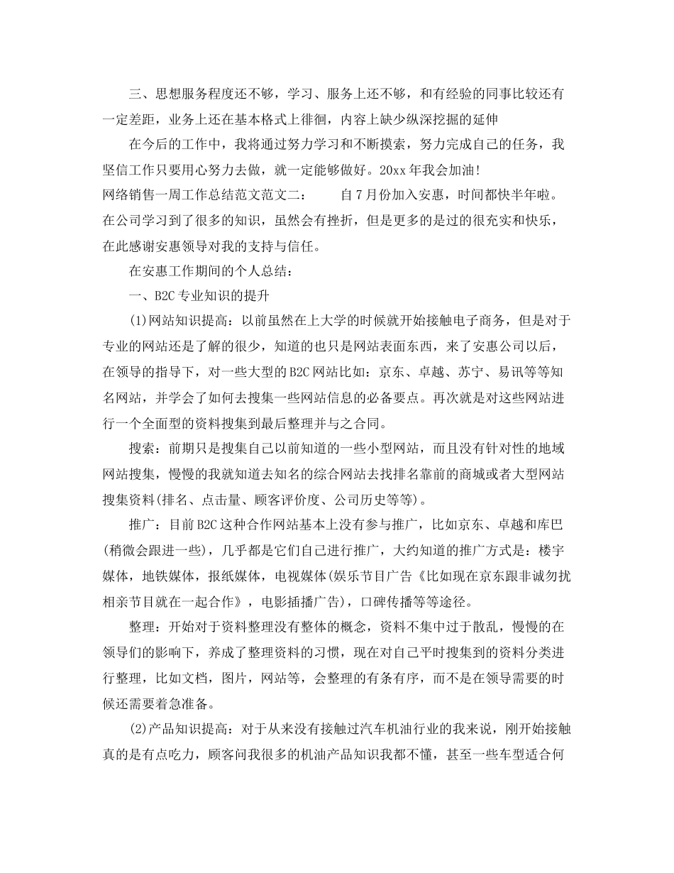 网络销售一周工作总结范文 _第3页