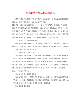 网络销售一周工作总结范文 
