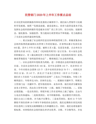 民管部门2020年上半年工作要点总结 
