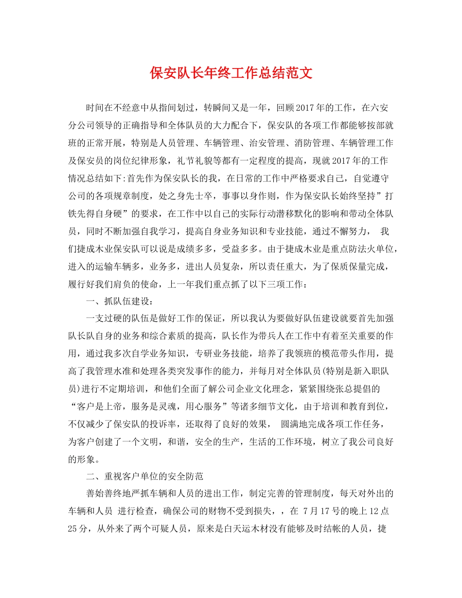 保安队长年终工作总结范文 _第1页