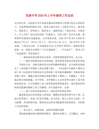 民族2020年上半年德育工作总结 