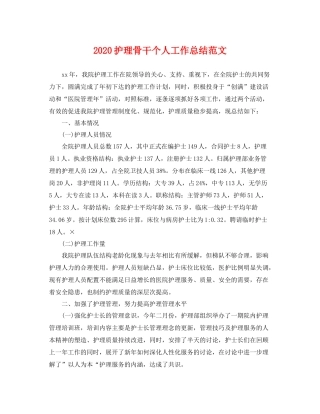 护理骨干个人工作总结范文 