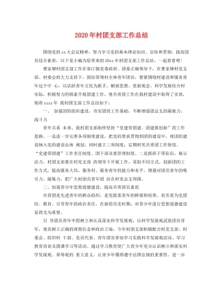 2020年村团支部工作总结 
