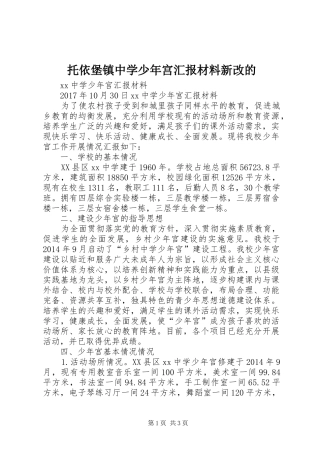 托依堡镇中学少年宫汇报材料新改的