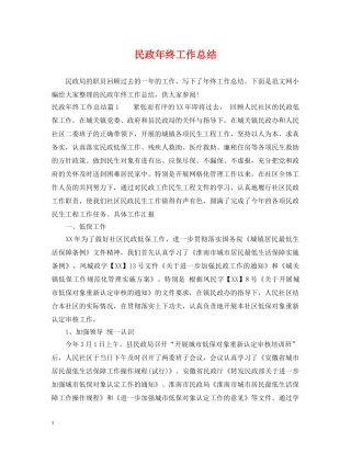 民政年终工作总结 