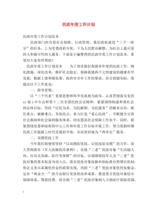 民政年度工作计划 