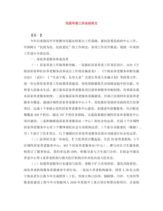 民政年度工作总结范文 