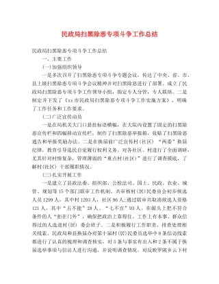民政局扫黑除恶专项斗争工作总结 (2) 