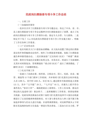 民政局扫黑除恶专项斗争工作总结 